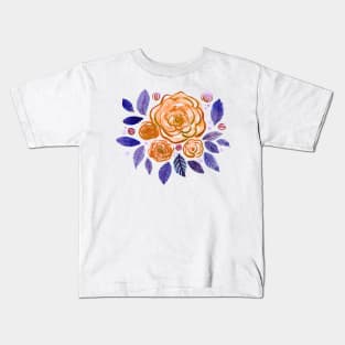 Spring roses bouquet - orange and purple Kids T-Shirt